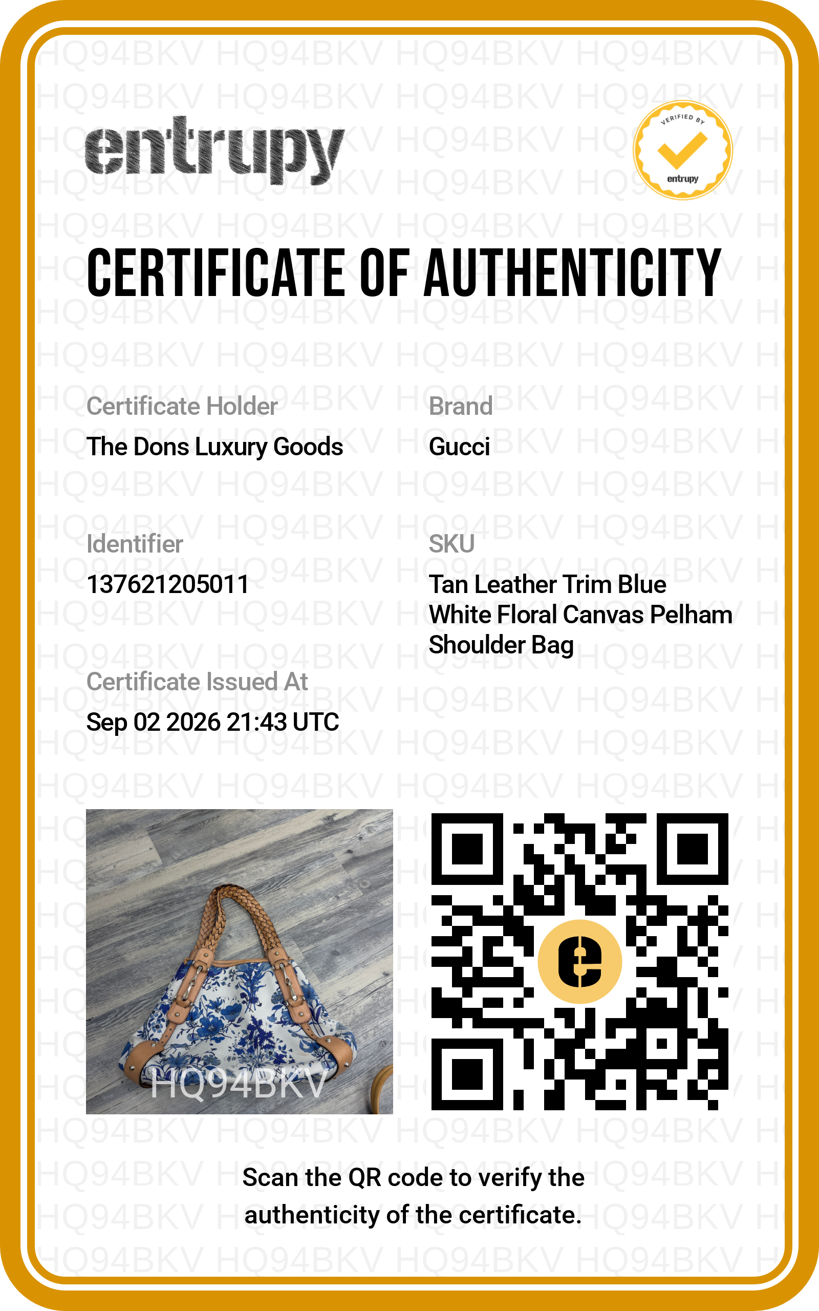 Entrupy certificate