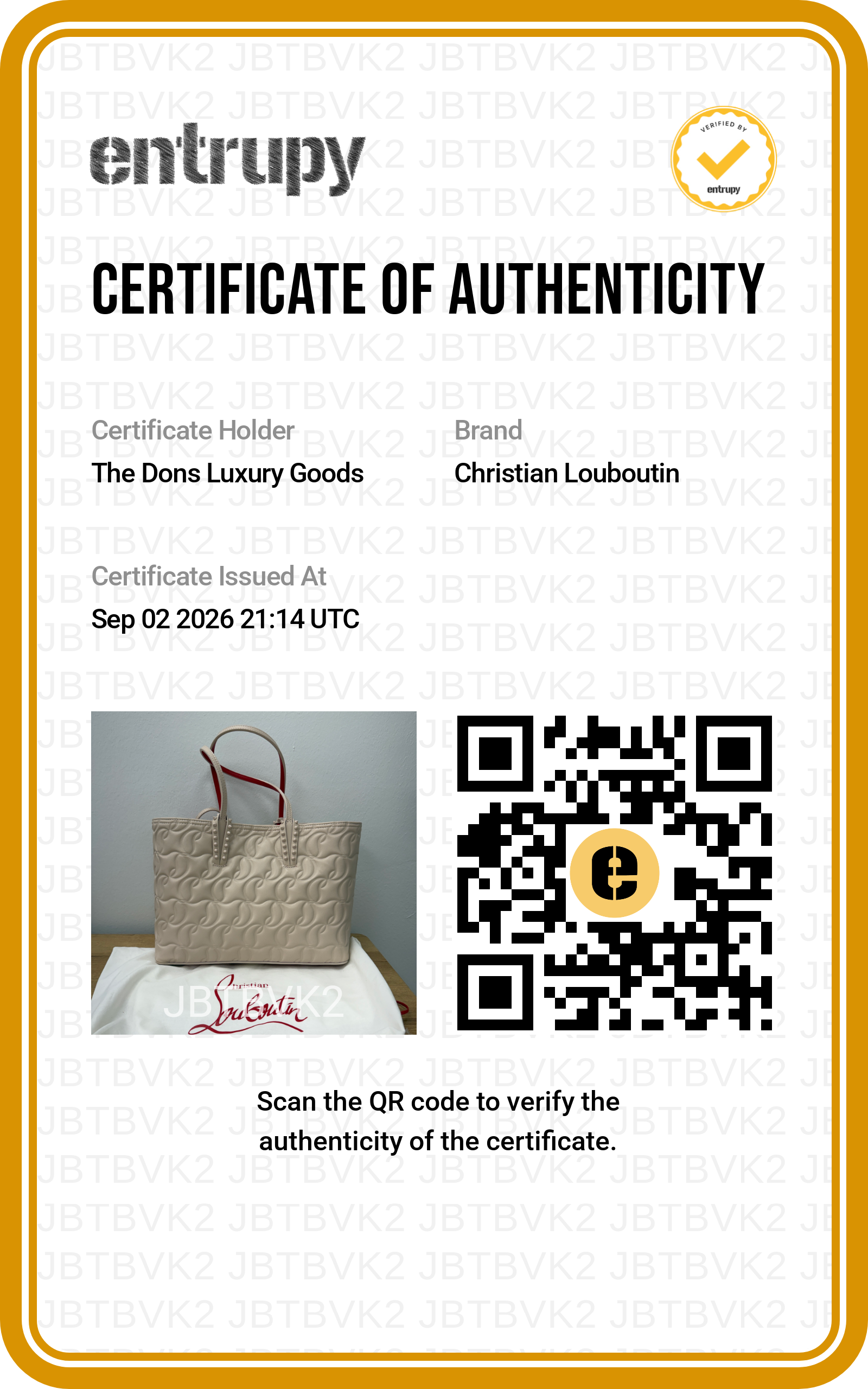Entrupy certificate