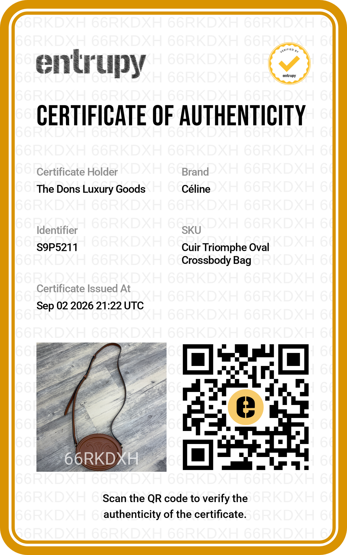 Entrupy certificate