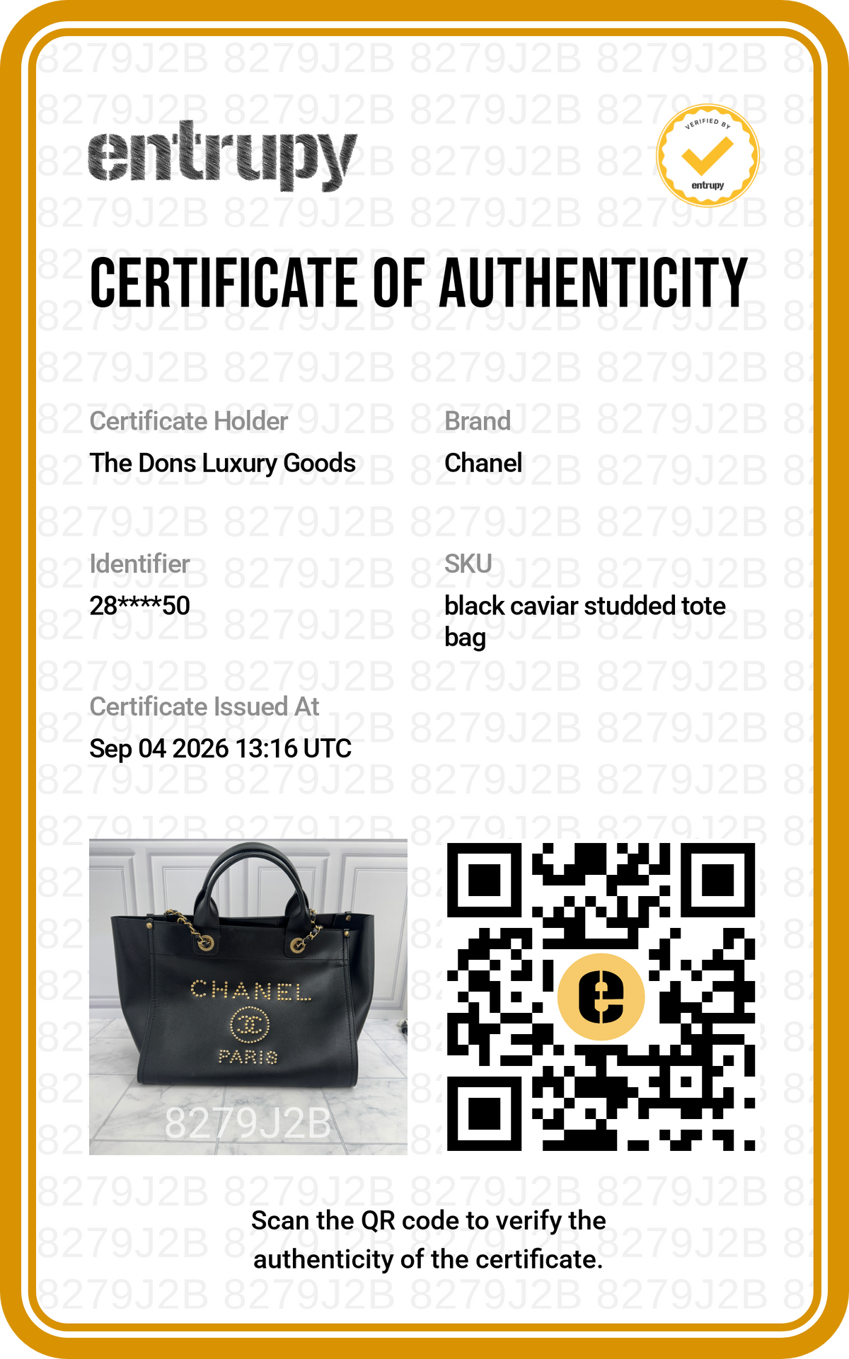 Entrupy certificate