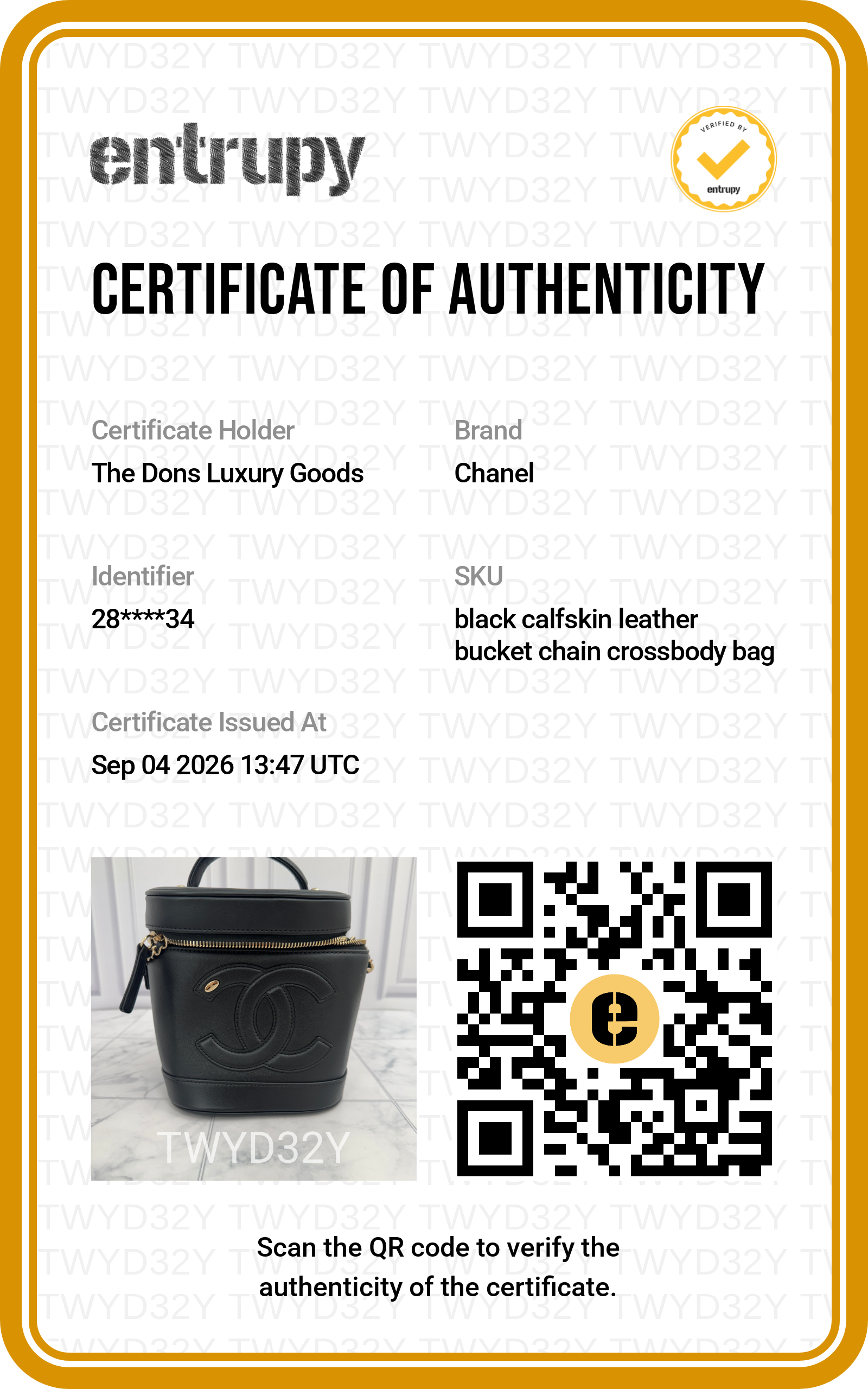 Entrupy certificate