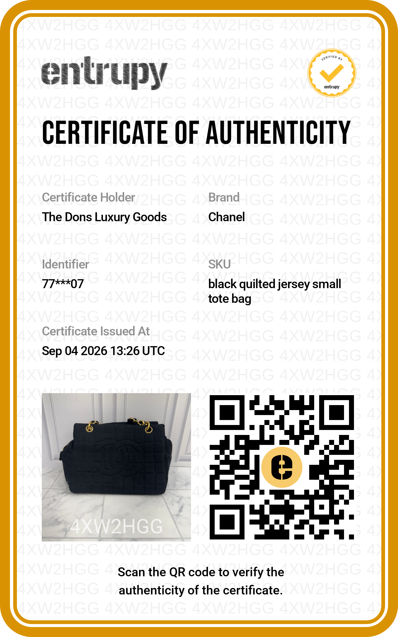 Entrupy certificate