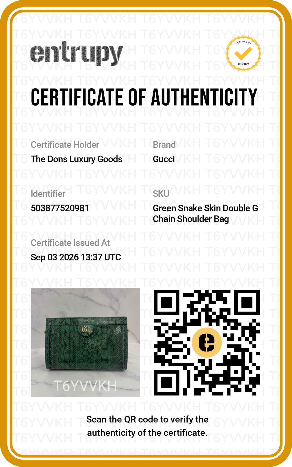 Entrupy certificate