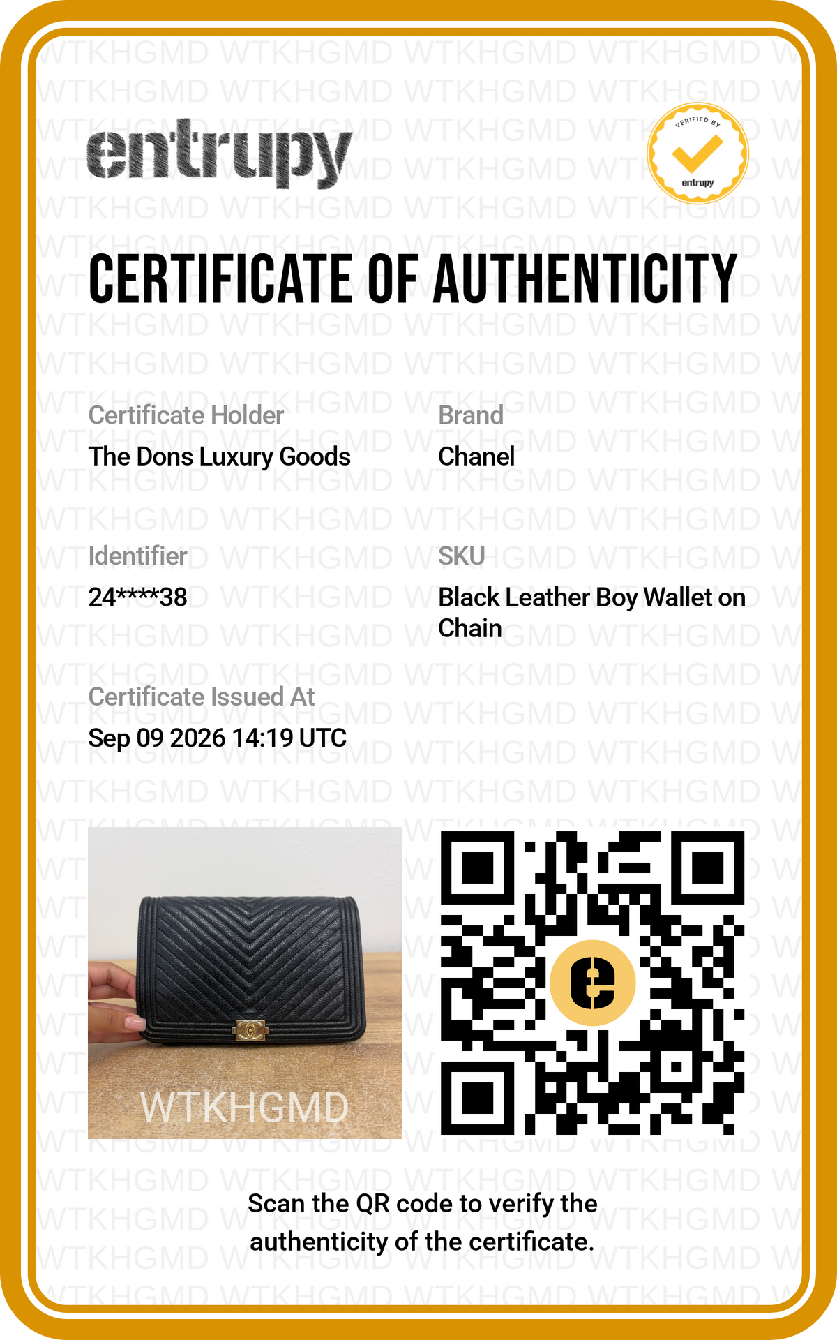Entrupy certificate