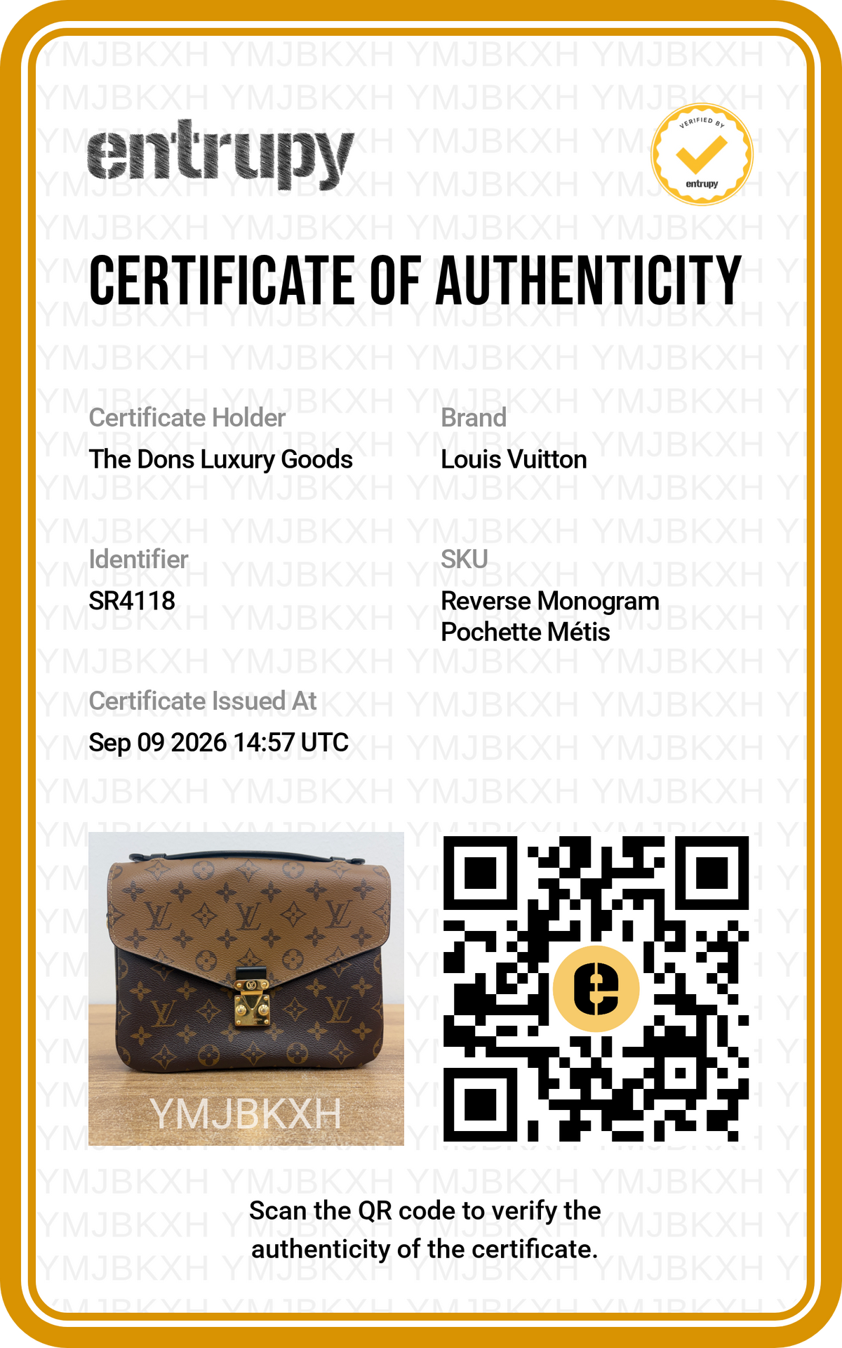 Entrupy certificate