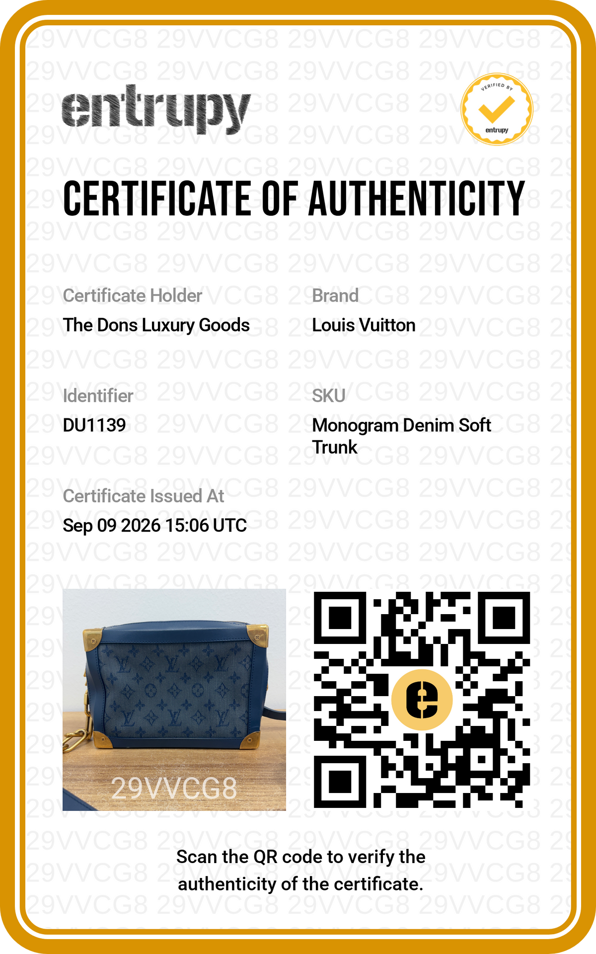 Entrupy certificate