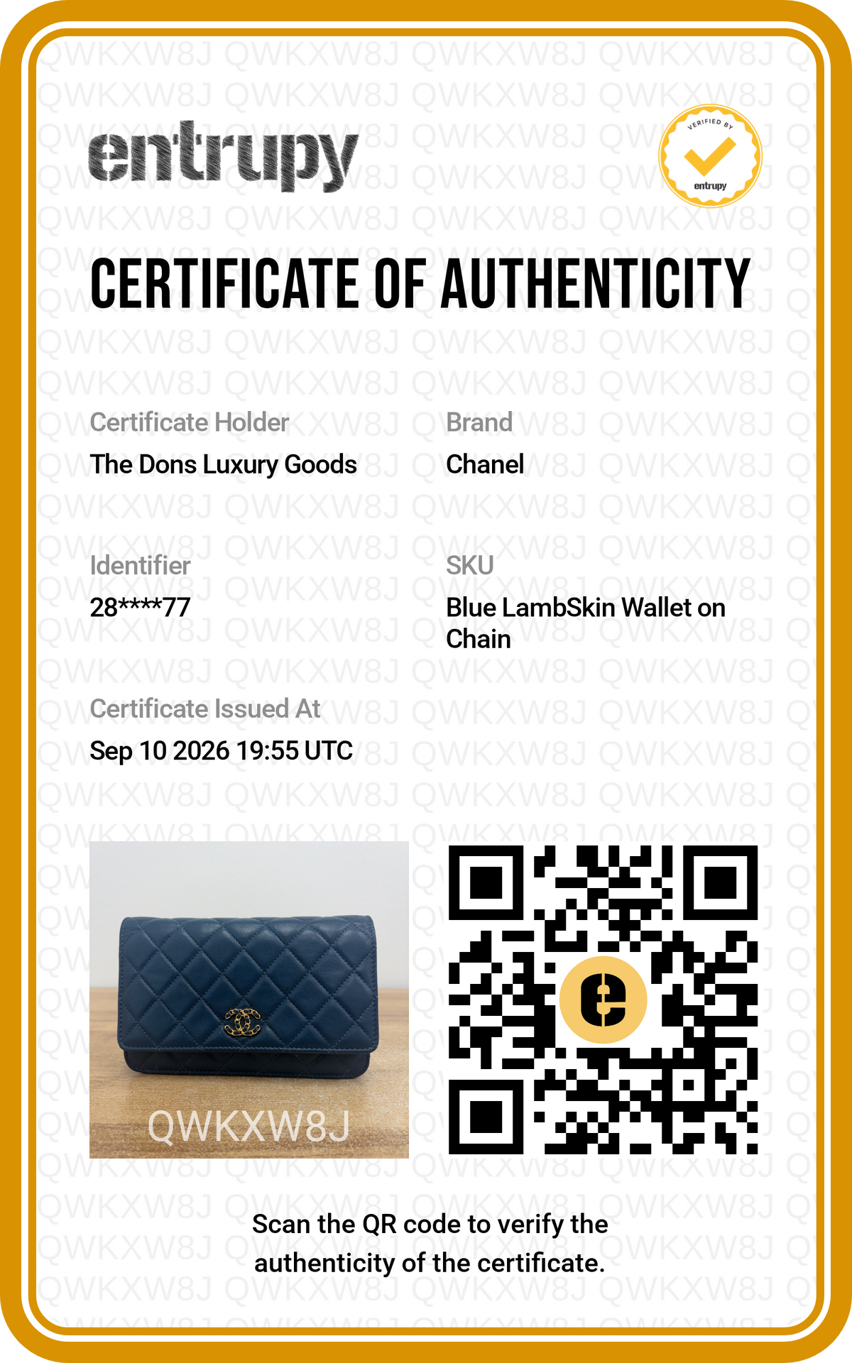 Entrupy certificate