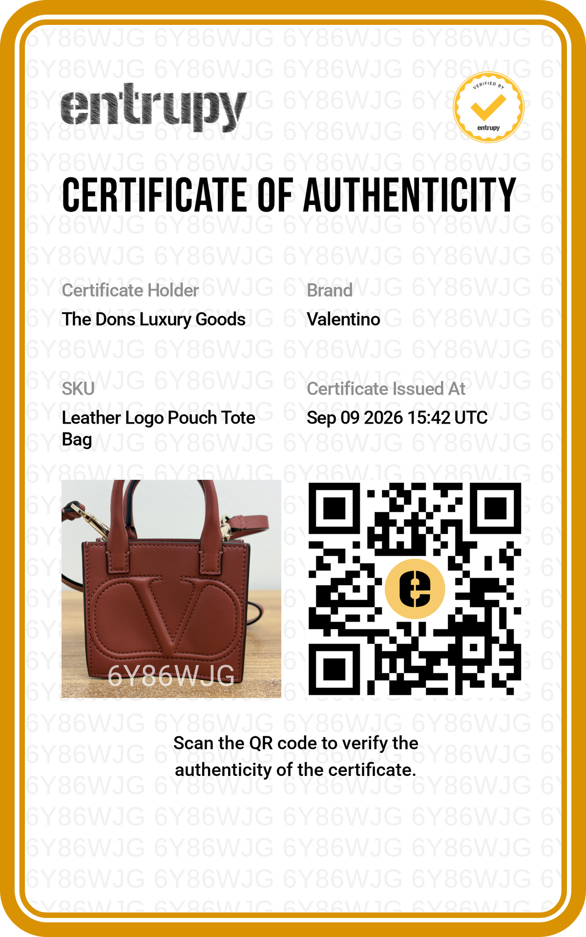 Entrupy certificate