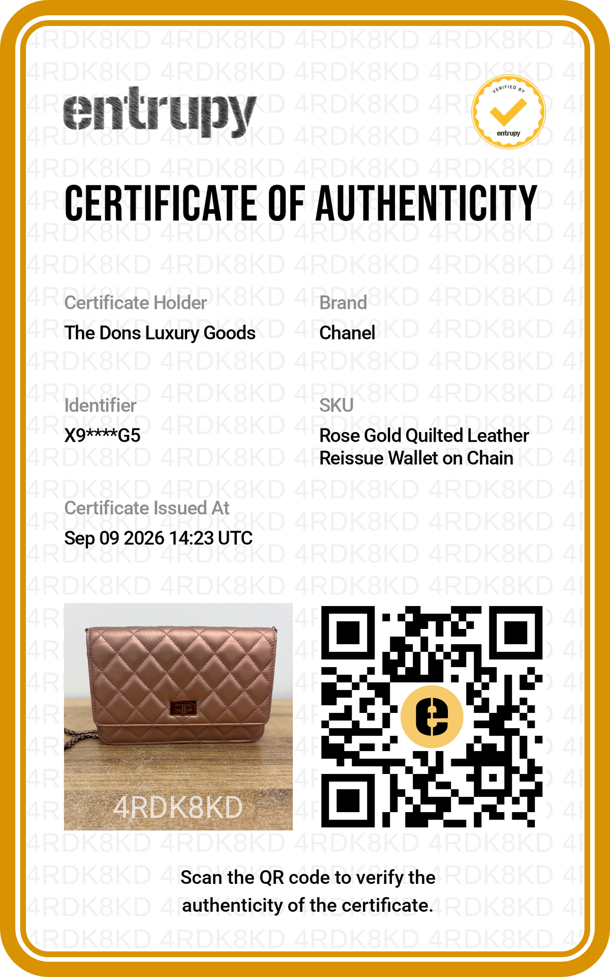 Entrupy certificate
