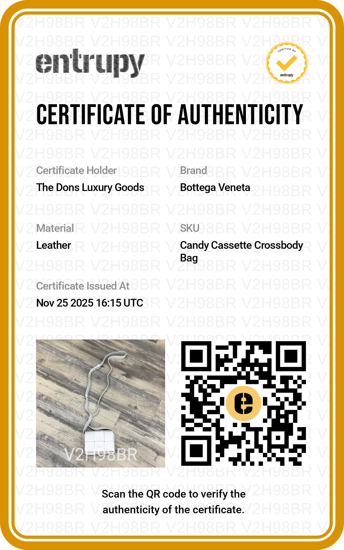 Entrupy certificate
