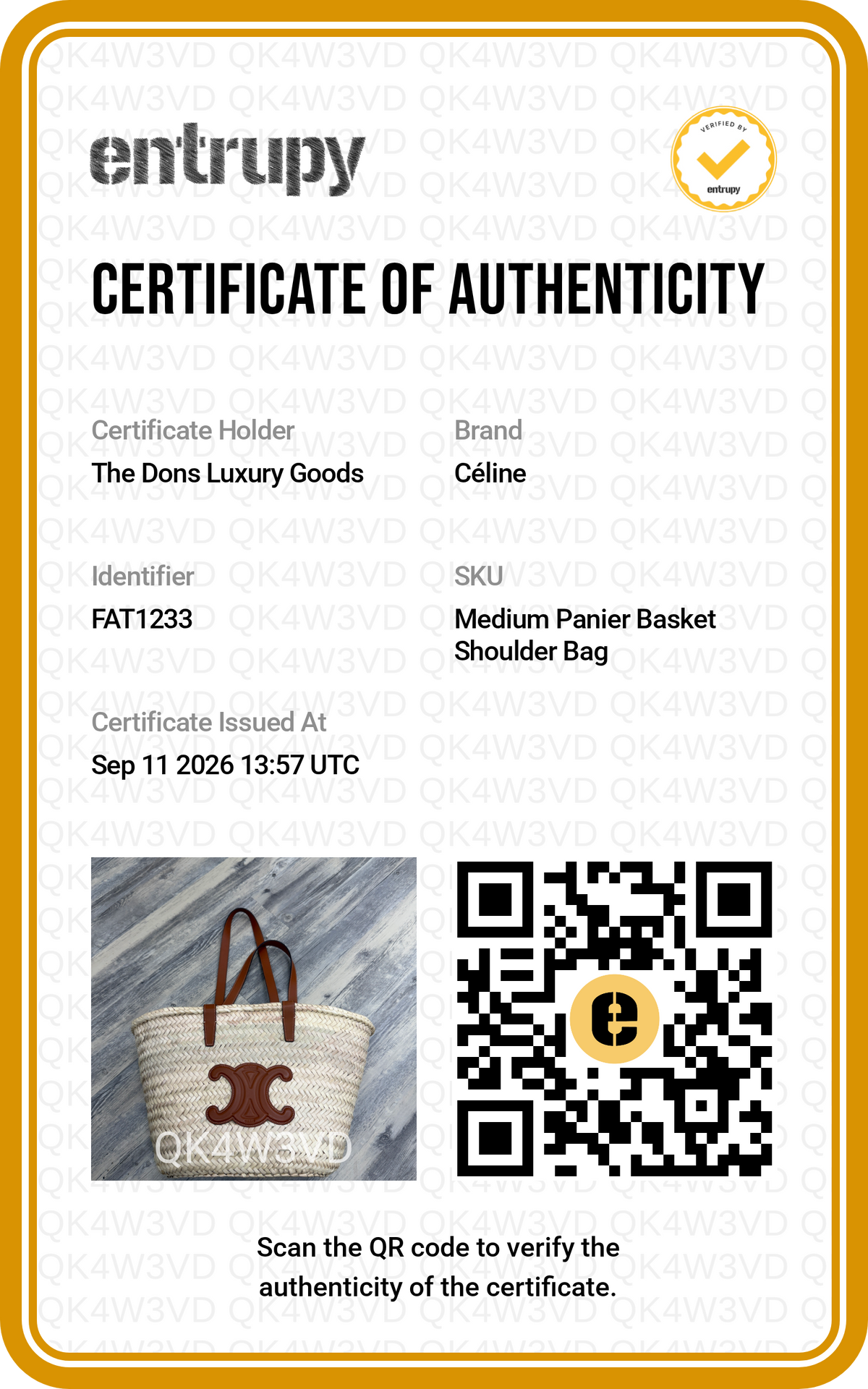 Entrupy certificate