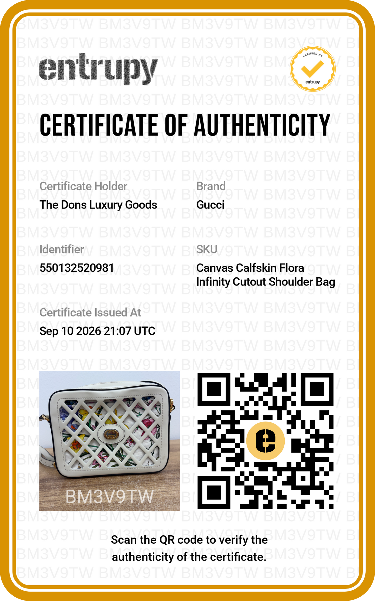 Entrupy certificate