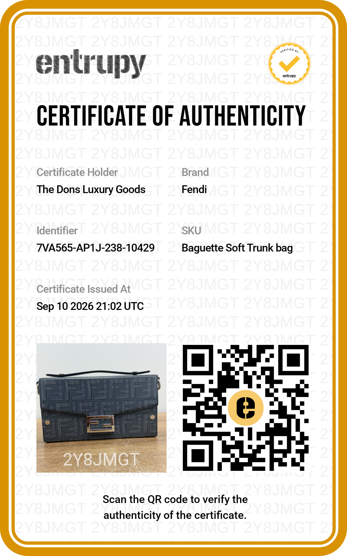 Entrupy certificate