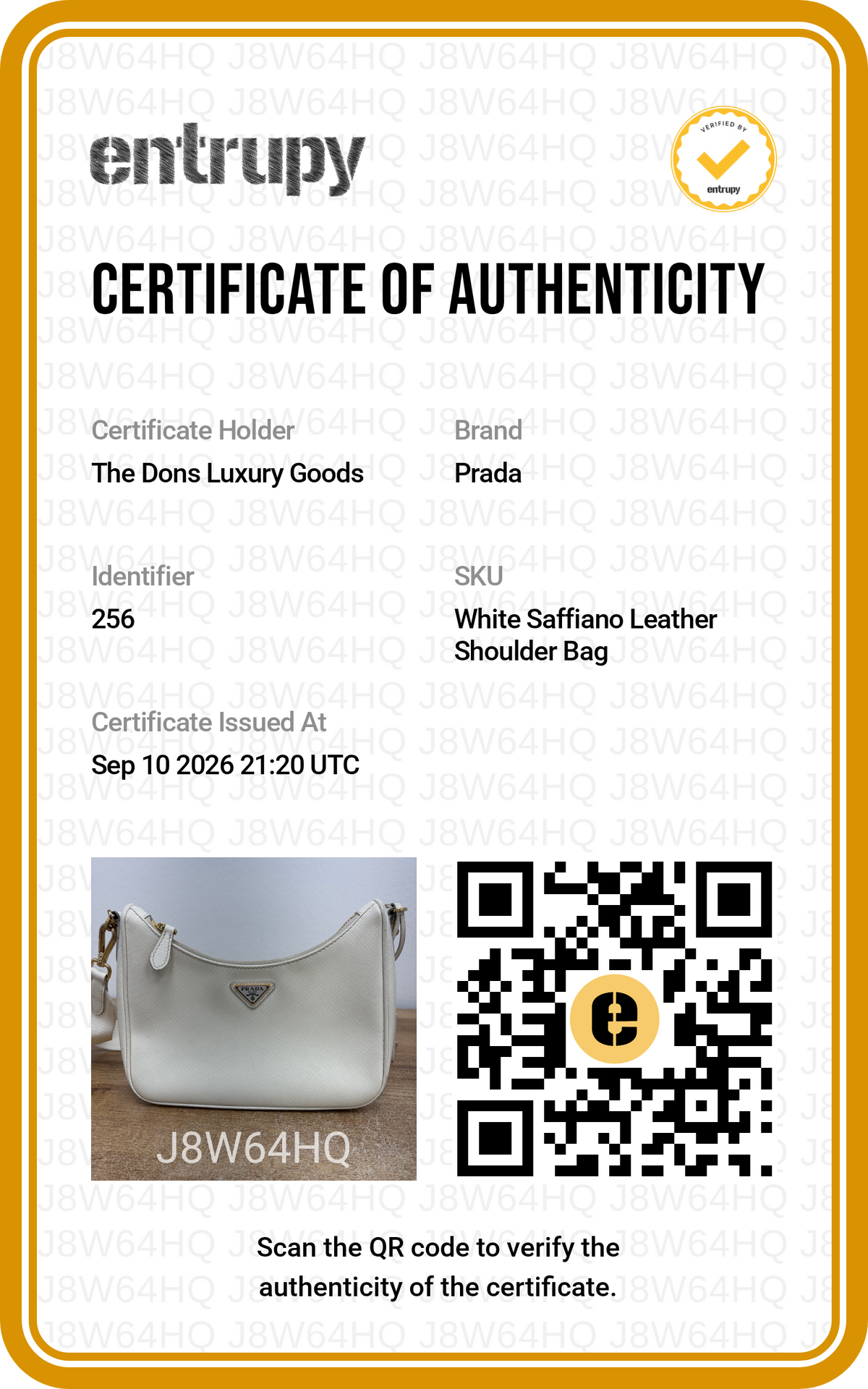 Entrupy certificate