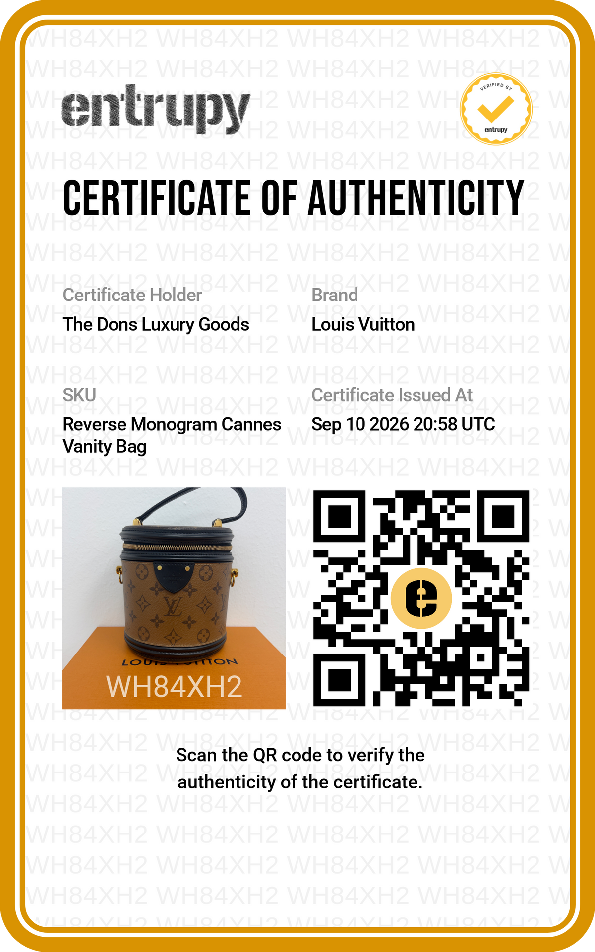Entrupy certificate