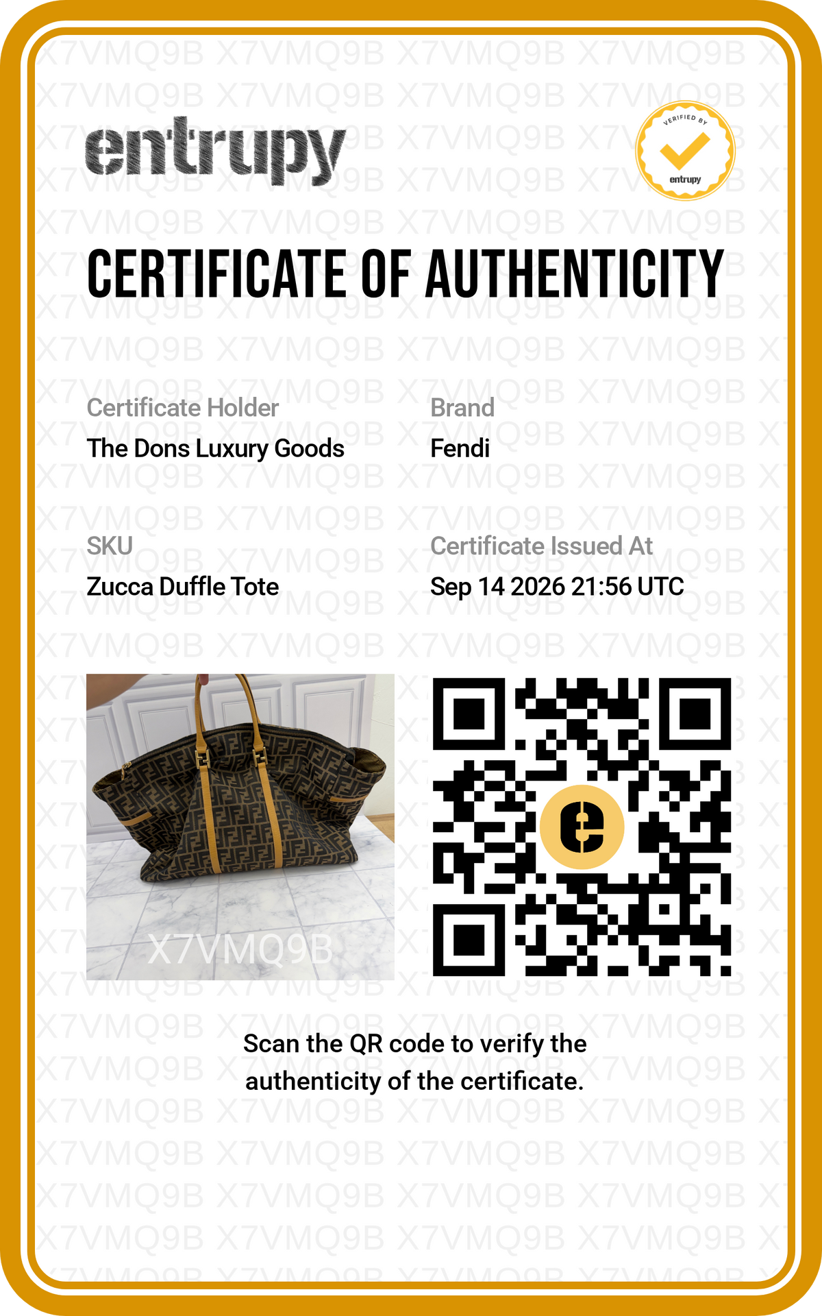 Entrupy certificate