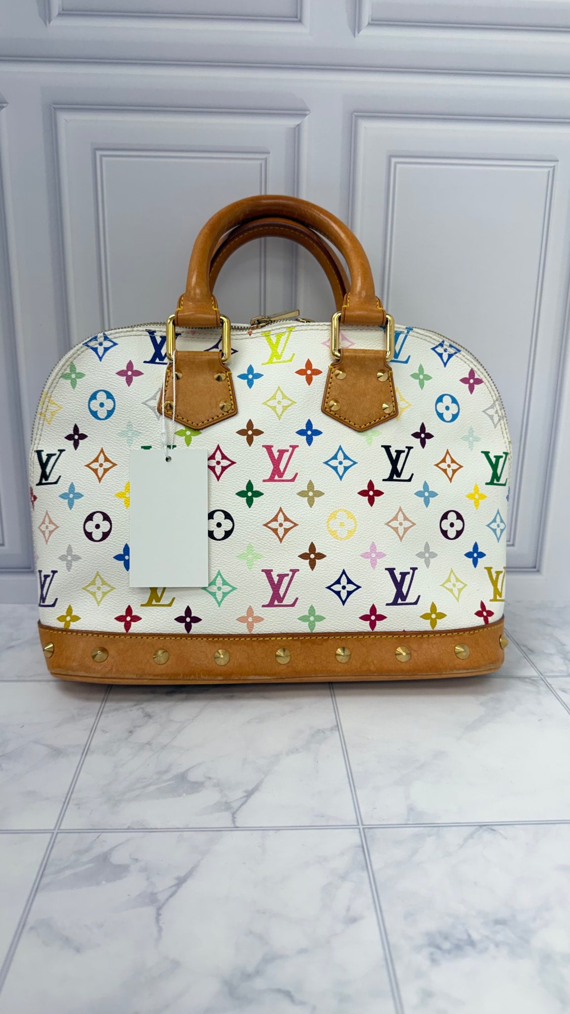 Louis Vuitton White Multicolor Monogram Alma PM Handbag 