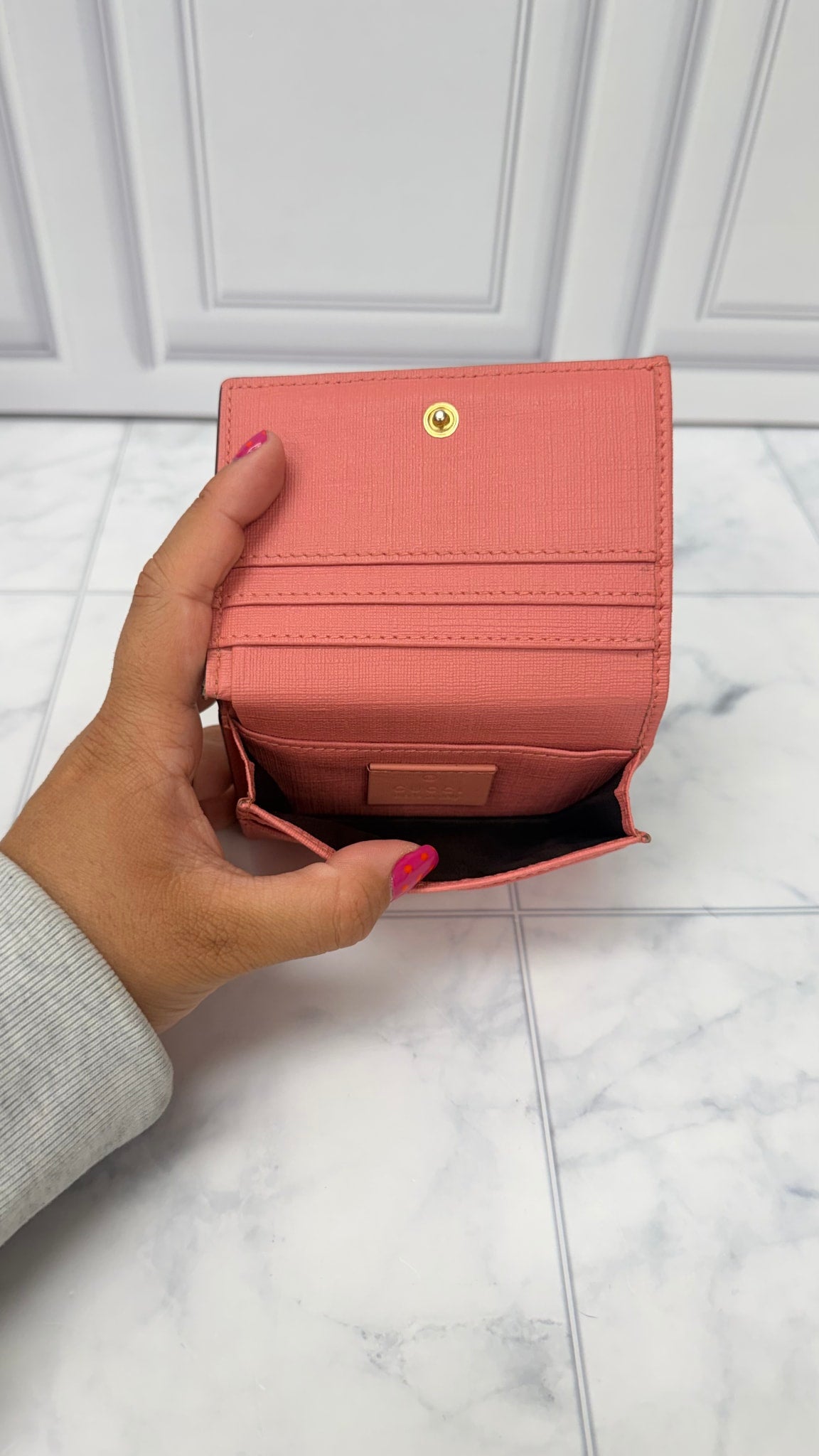 Gucci GG Supreme Face Embroidered Compact Wallet