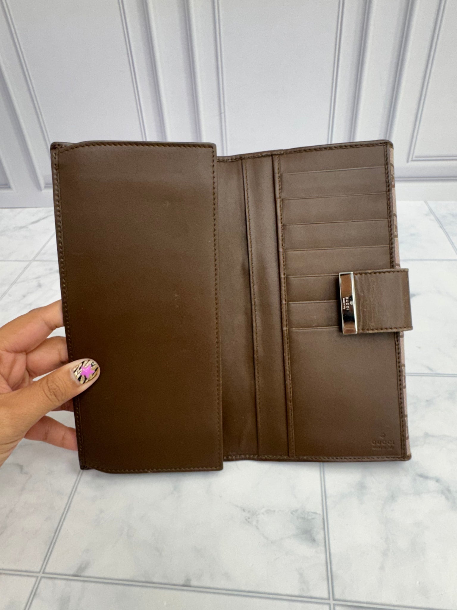 Gucci Brown GG Monogram Canvas Long Wallet