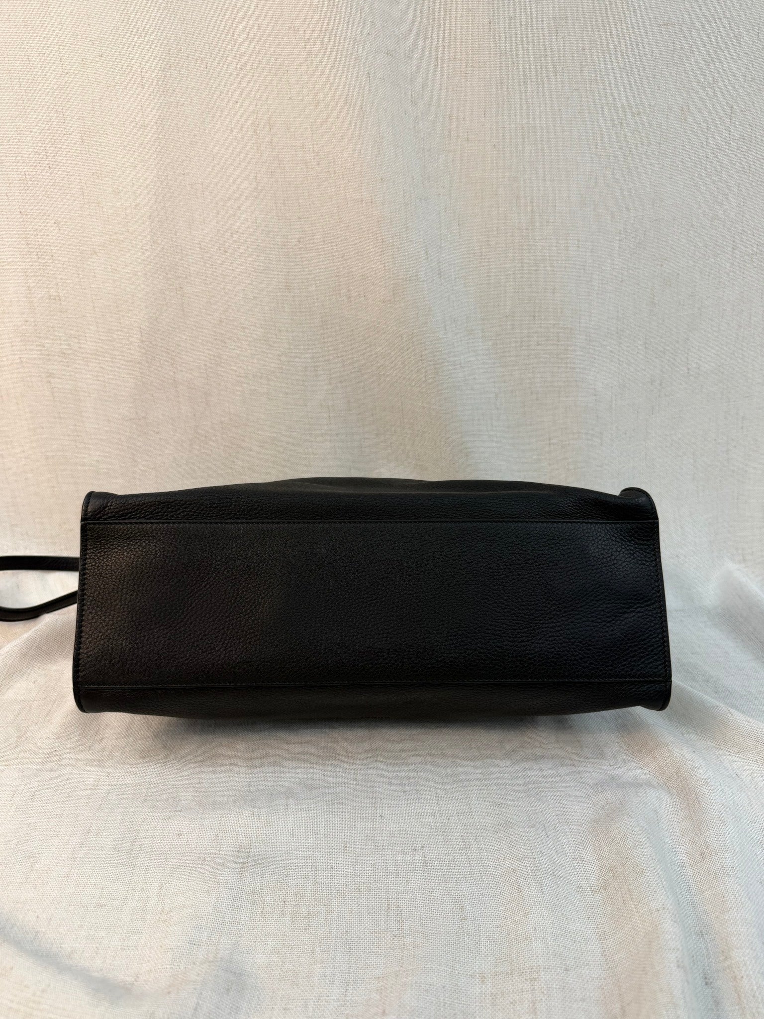 Gucci Black Leather Bamboo Handle Two Way Bag