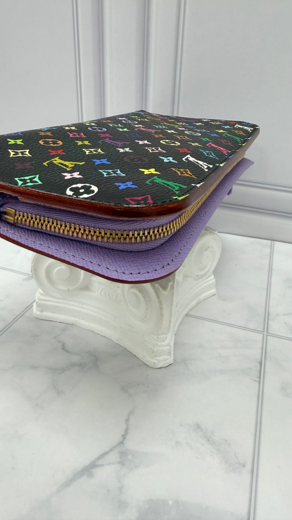 Louis Vuitton Black Multicolor Monogram & Purple Insolite Wallet