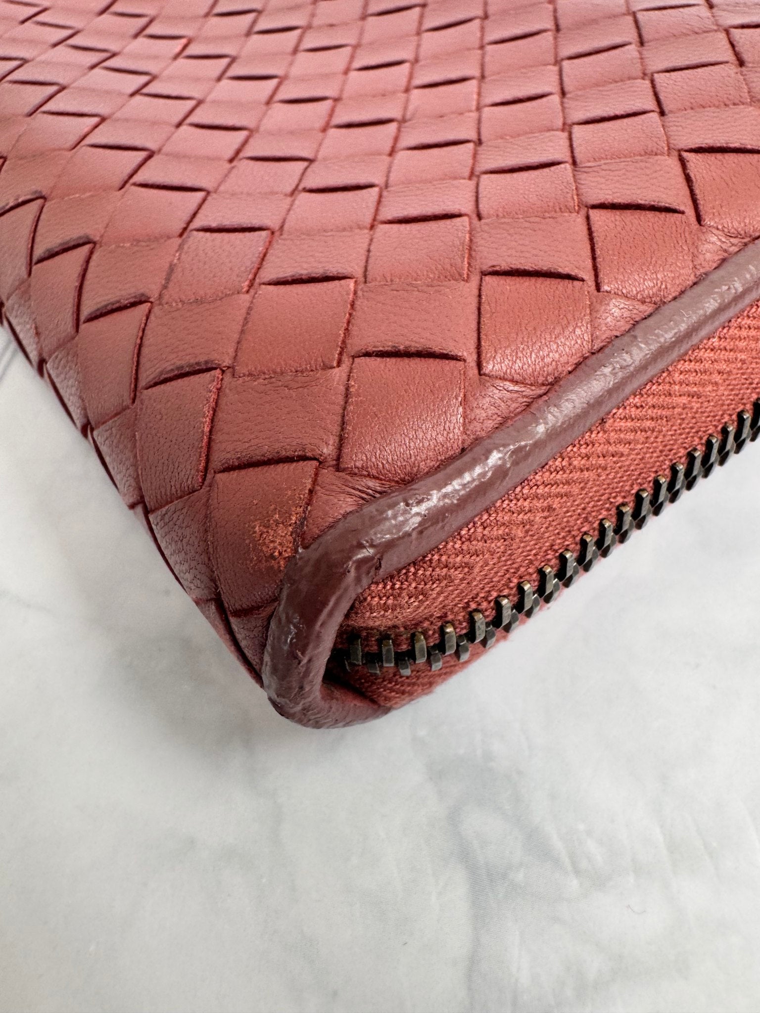 Bottega Veneta Burgundy Intrecciato Long Zippy Wallet
