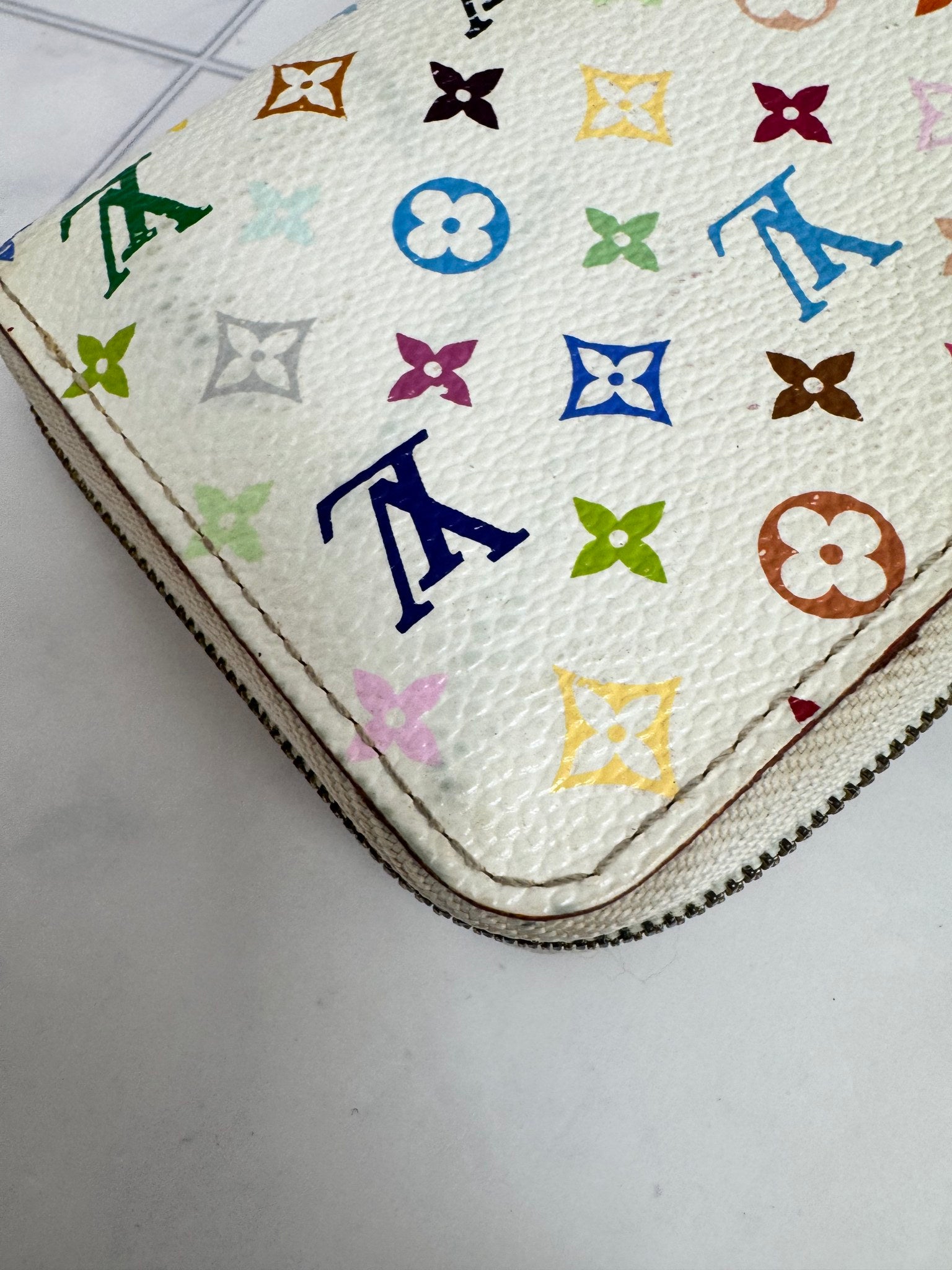 Louis Vuitton White Multicolor Monogram Murakami Compact Zippy Wallet