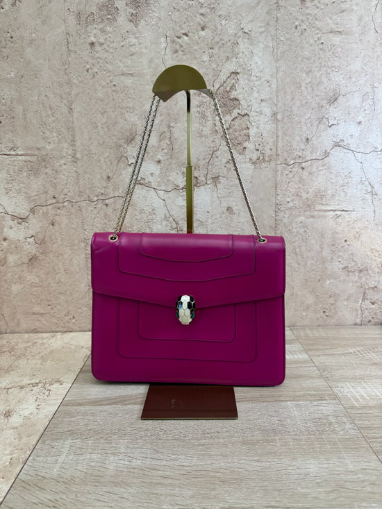Bvlgari Fuchsia Leather Serpenti Forever Snake Shoulder Bag