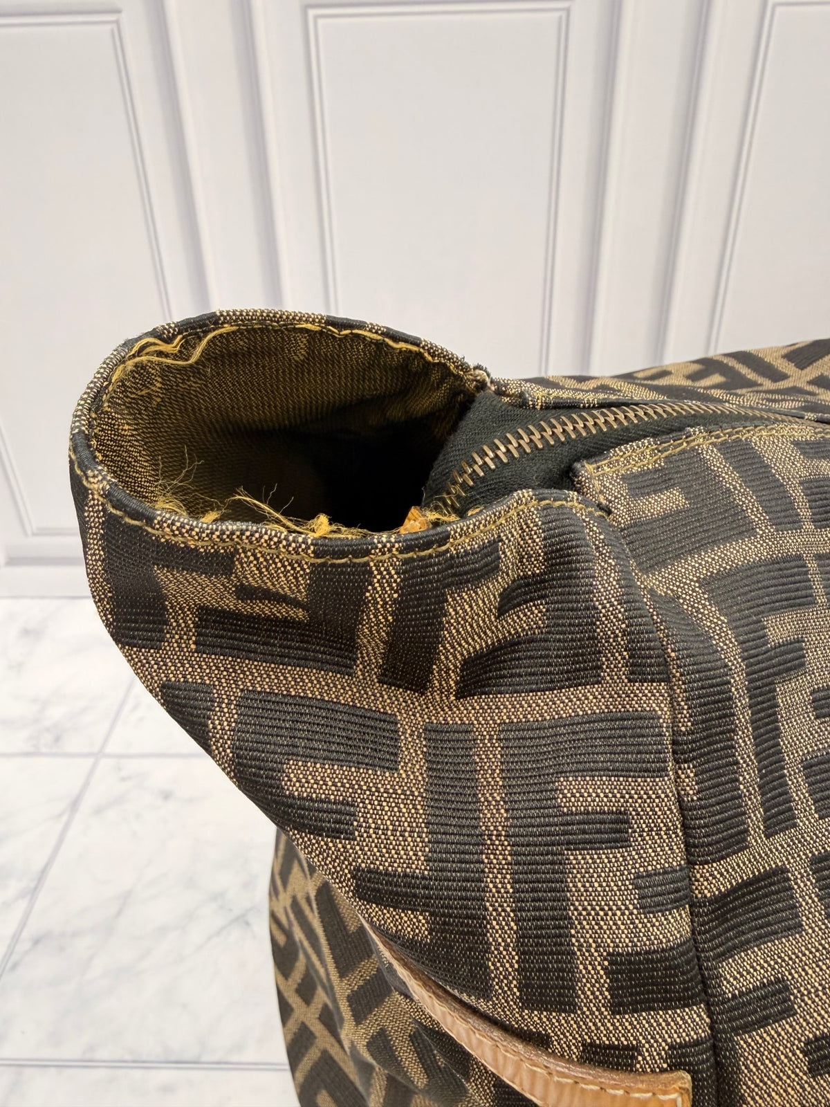 Fendi Monogram Zucca Canvas Travel Duffle Bag 