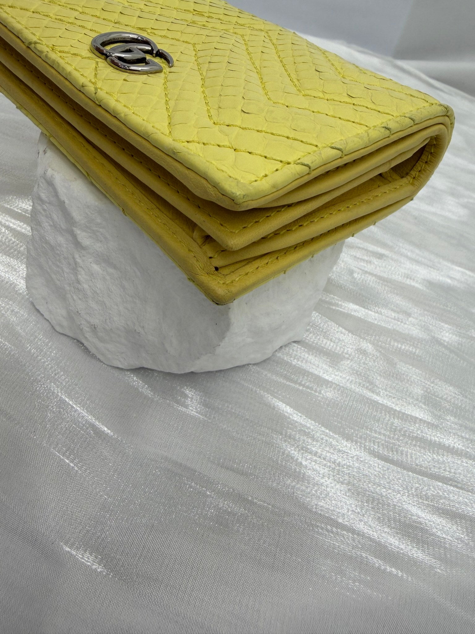 Gucci Yellow Python Marmont Compact Wallet