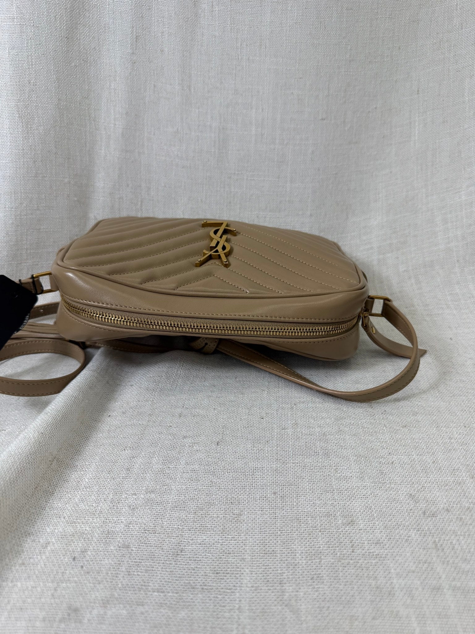 Saint Laurent YSL Beige Quilted Leather Crossbody Bag 