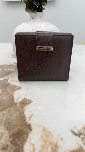 Gucci Brown Leather Compact Snap Wallet