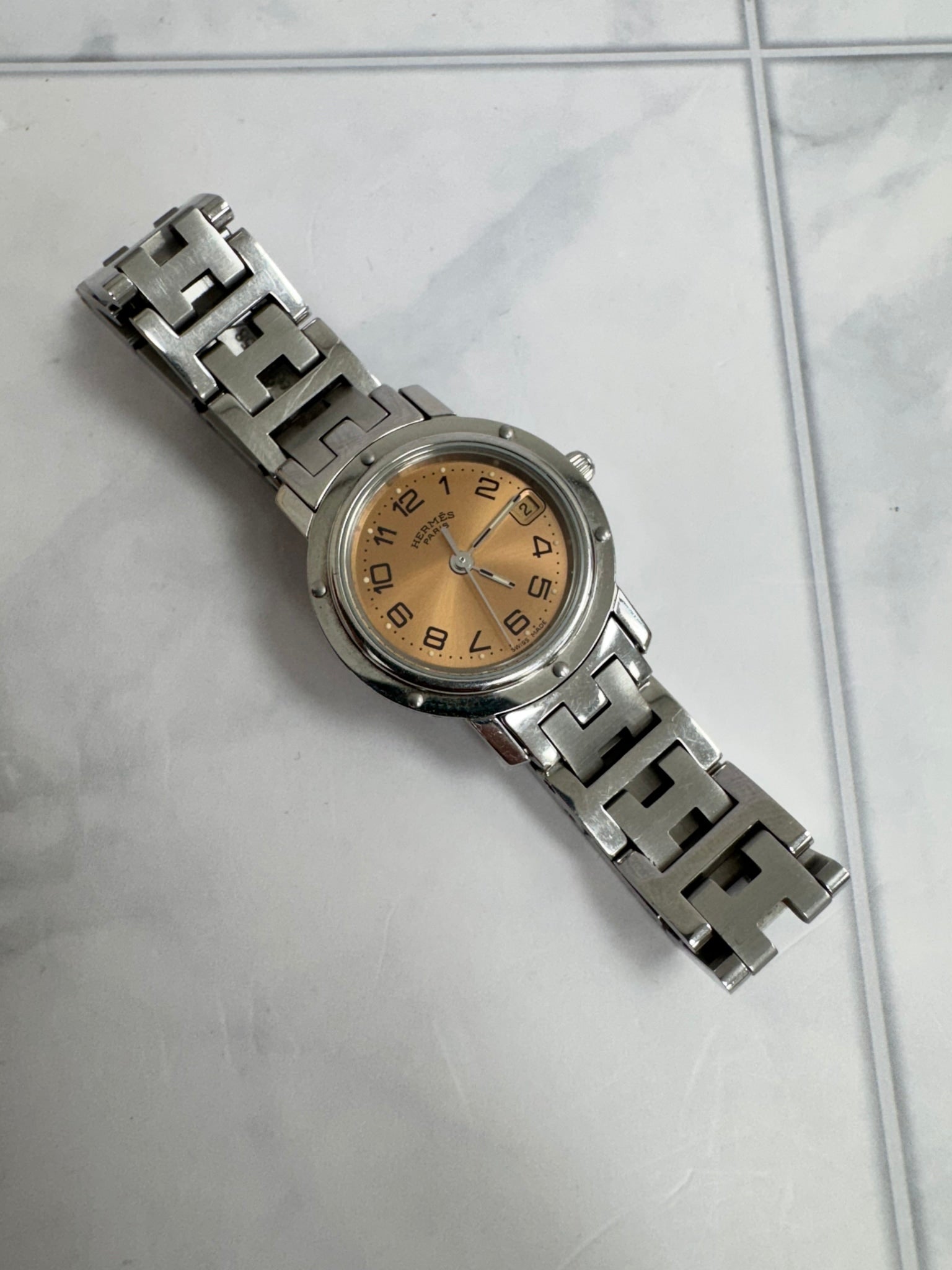 Hermes Stainless Steel Clipper Watch
