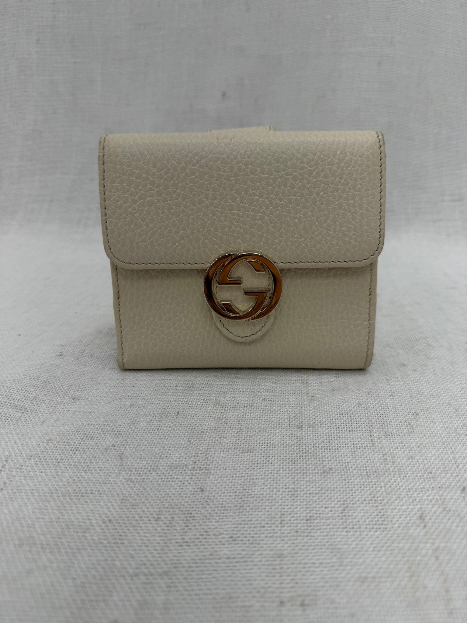 Gucci Ivory Leather Interlocking G Compact Wallet