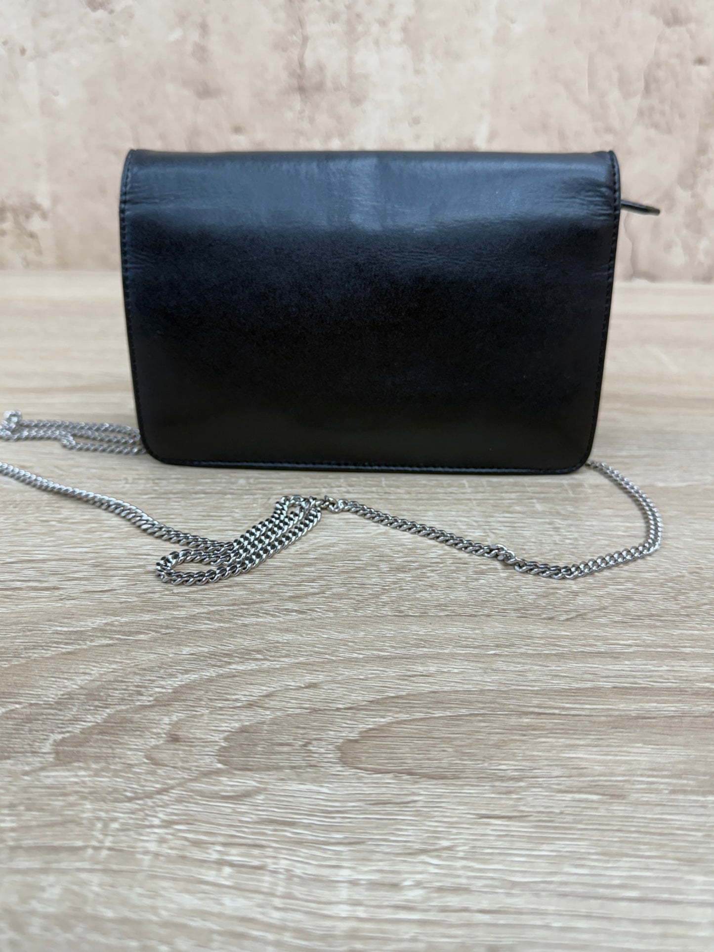 Fendi Black Leather Multicolored Studded Wallet on a Chain 