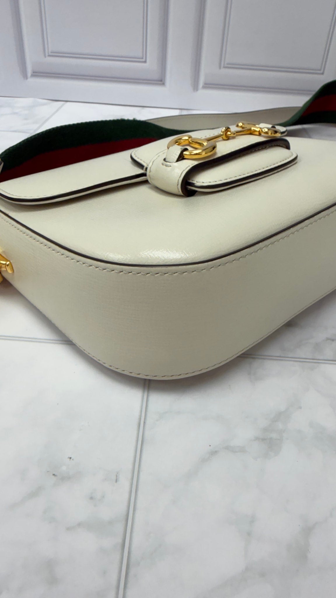 Gucci Ivory Leather 1955 Small Horsebit Crossbody