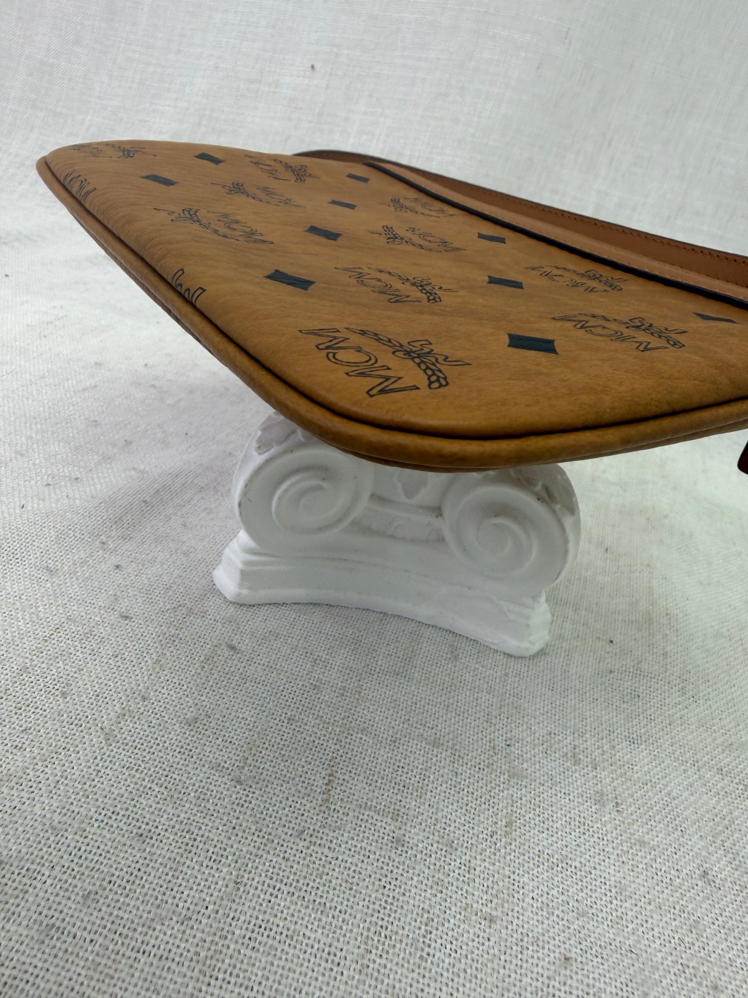 MCM Cognac Coated Canvas Mini Pochette