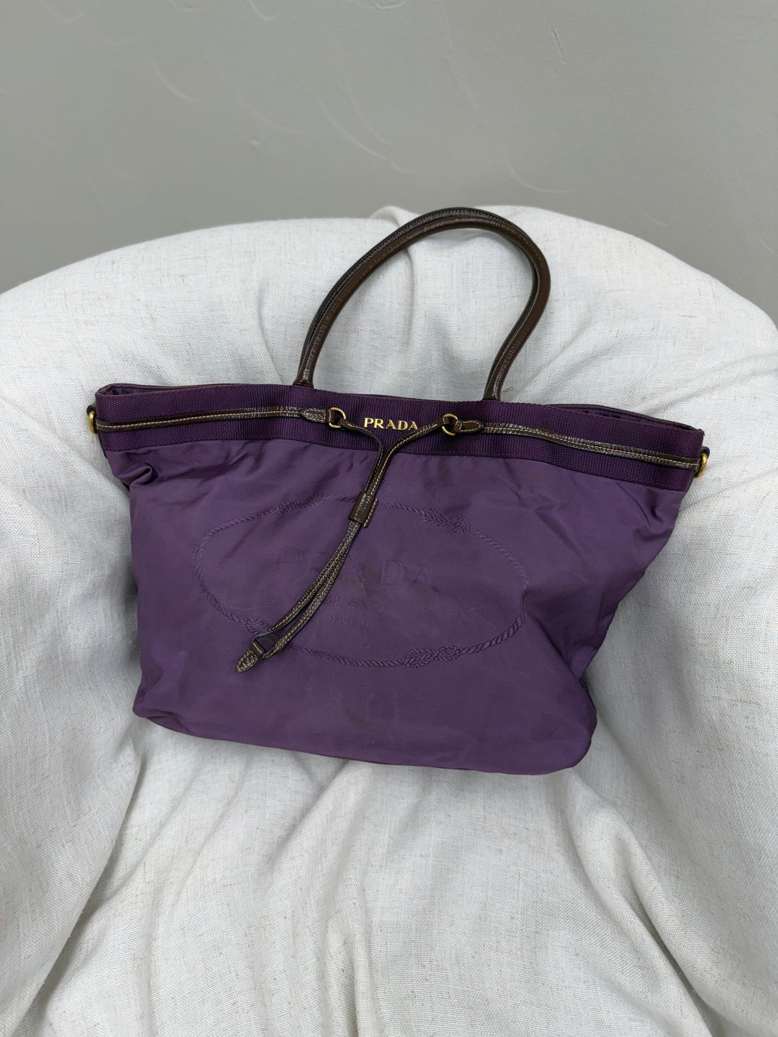 Prada Purple Nylon Logo Shoulder Tote