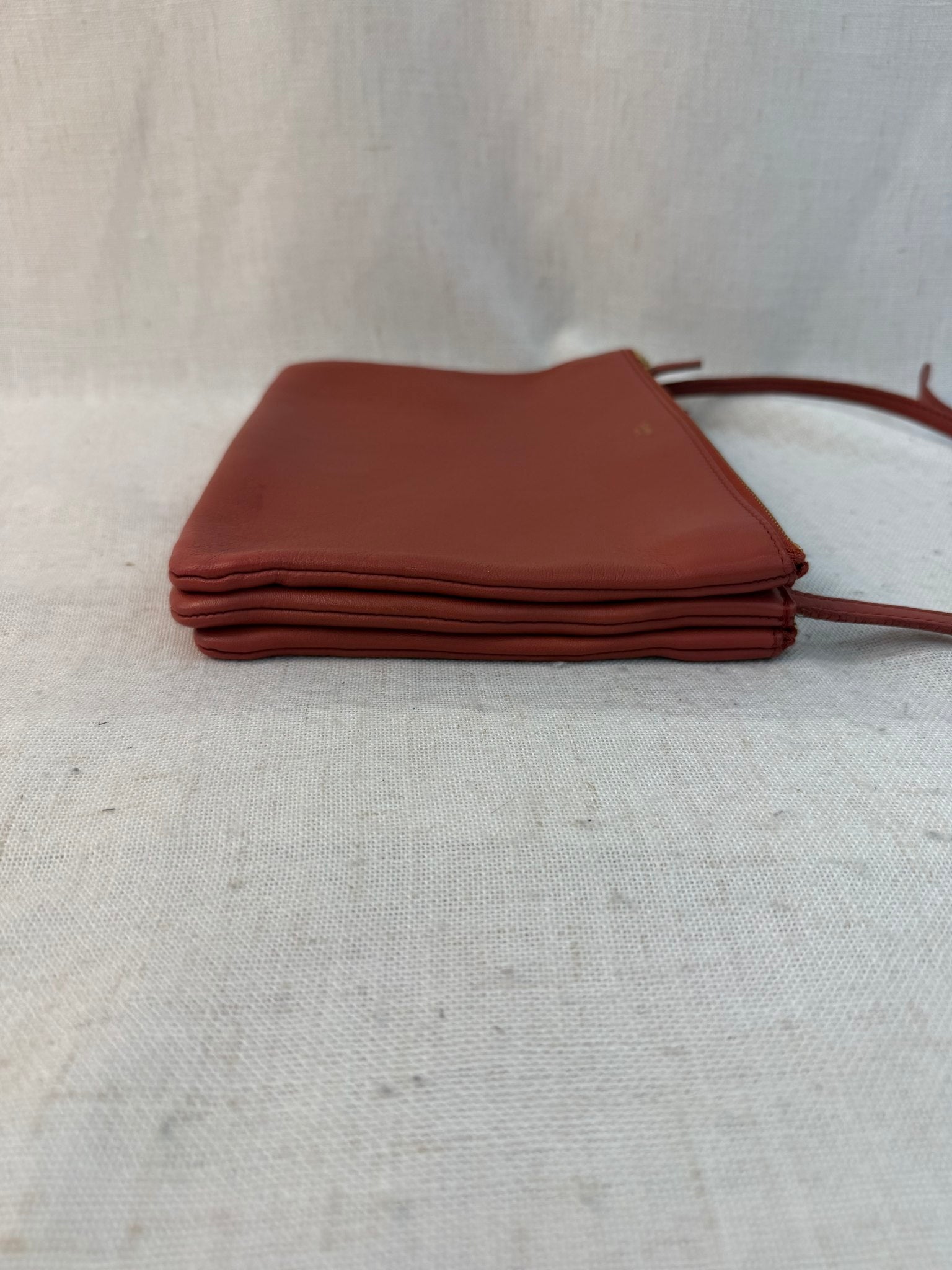 Celine Rust Leather Trio Crossbody Bag