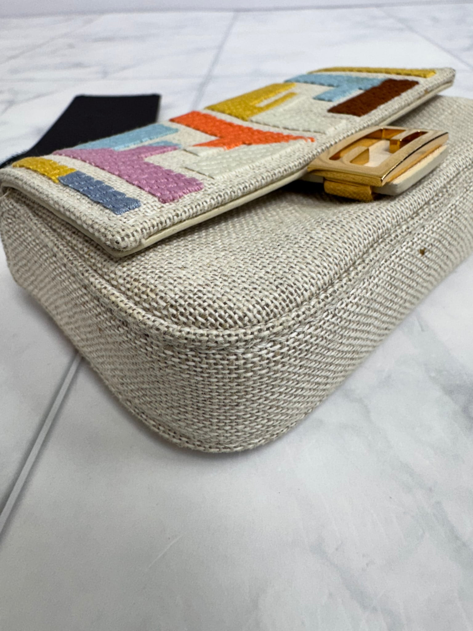 Fendi Multicolor Zucca Beige Nano Baguette