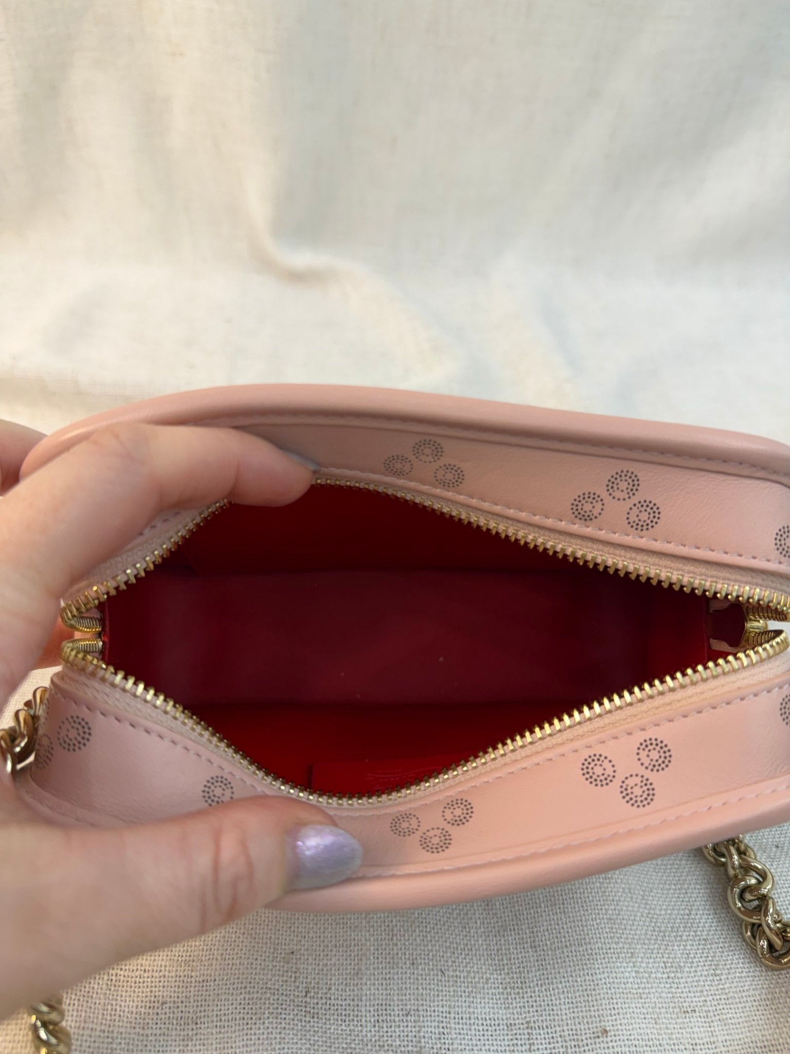 Christian Louboutin Light Pink Leather Raidioloubi Camera Bag