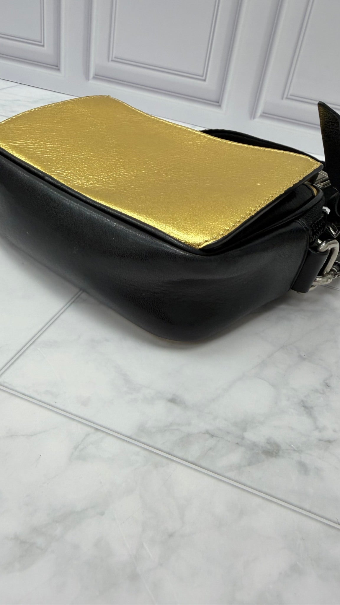 Givenchy Black & Gold Leather Logo Crossbody