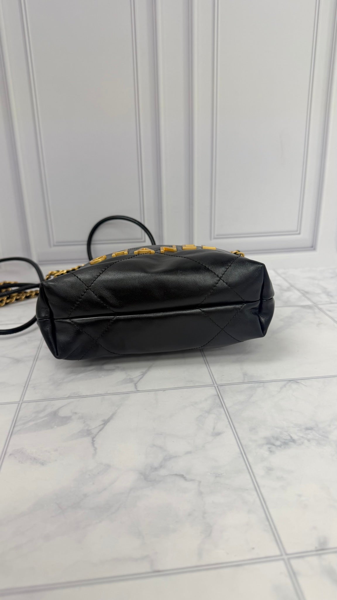 BRAND NEW - Chanel Black Calfskin Leather Mini 22 Crossbody Bag 