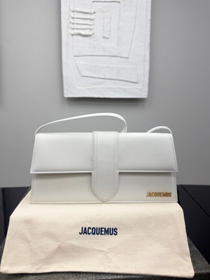 BRAND NEW - Jacquemus White Leather Le Bambino Long Shoulder Bag