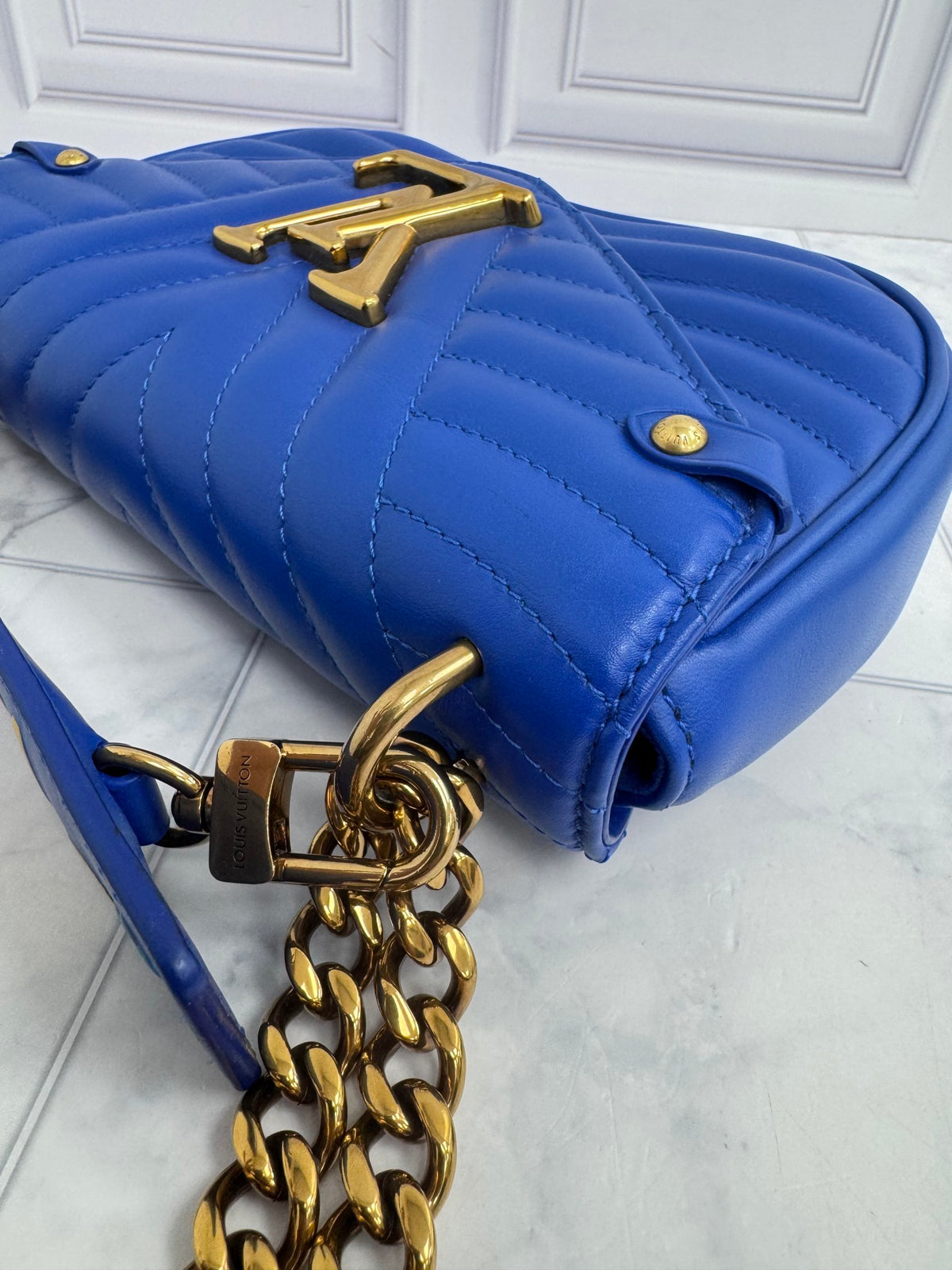 LIKE NEW - Louis Vuitton Blue Quilted Leather New Wave Bag PM