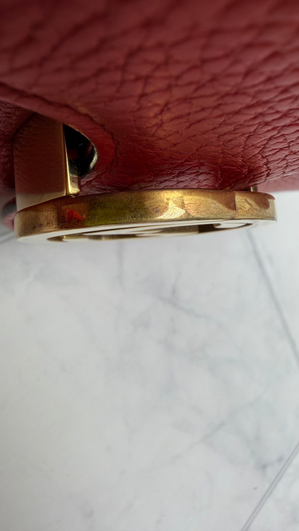 Gucci Red Leather Interlocking G Chain Crossbody