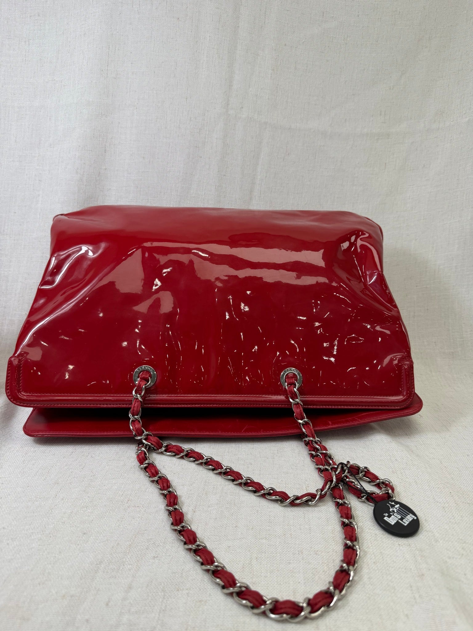 Chanel Red Patent Leather Tote Bag