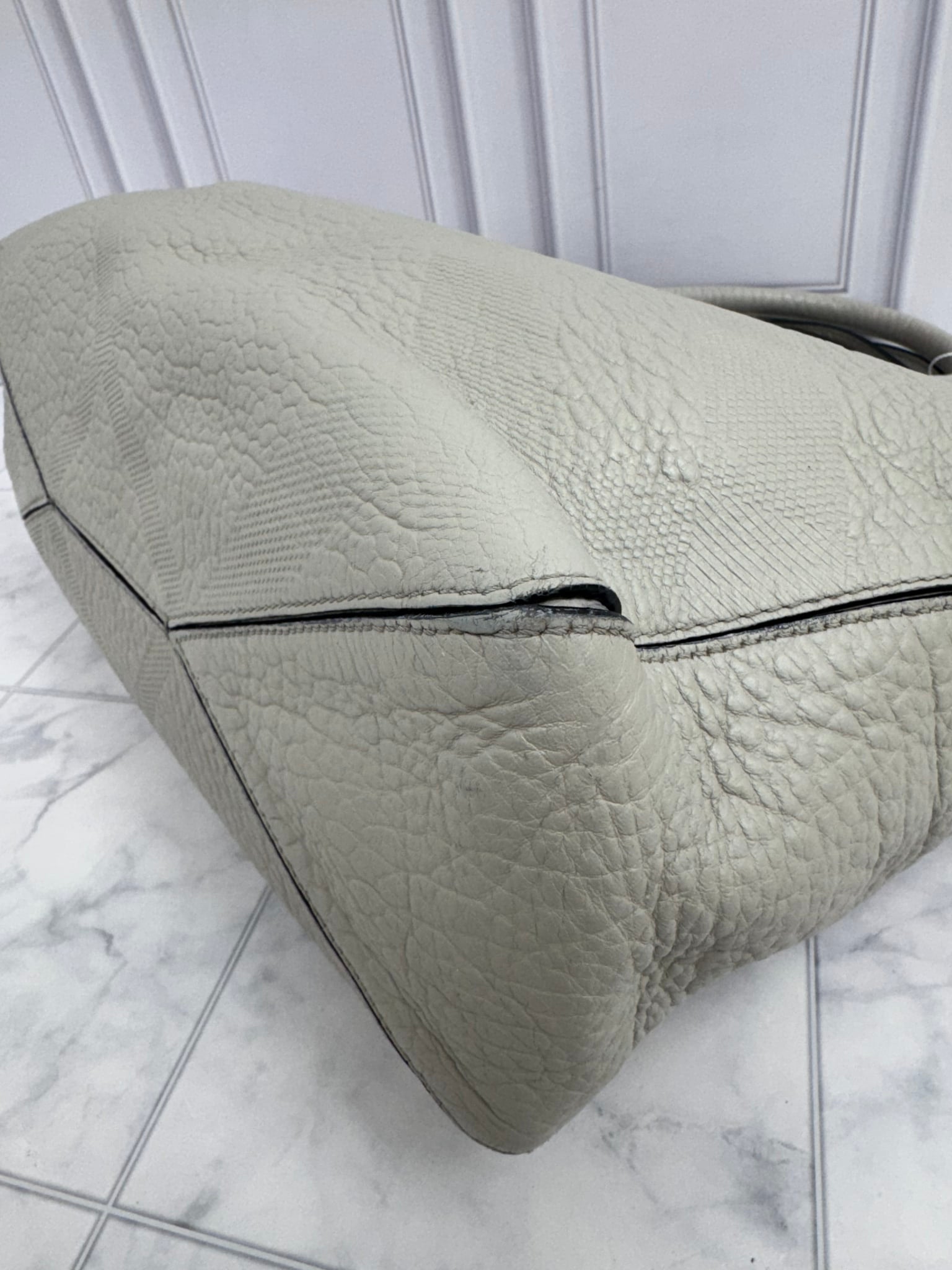 Burberry Grey Heritage Grain Check Embossed Medium Dewsbury Tote Bag