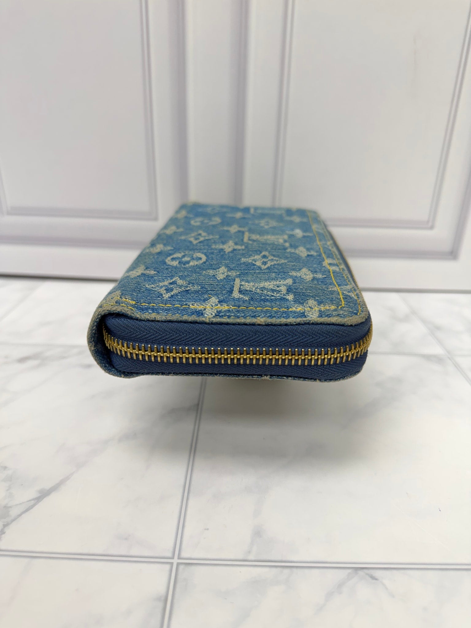 Louis Vuitton Monogram Blue Denim Zippy Wallet 