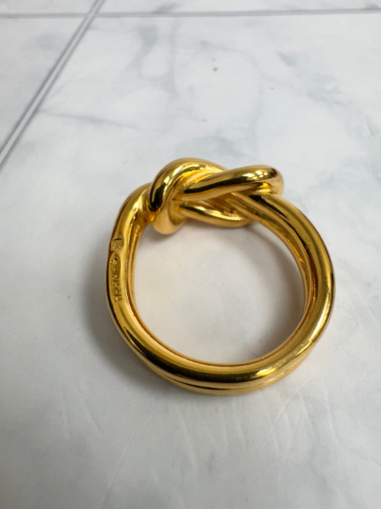 Hermes Gold Tone Atame Scarf Ring
